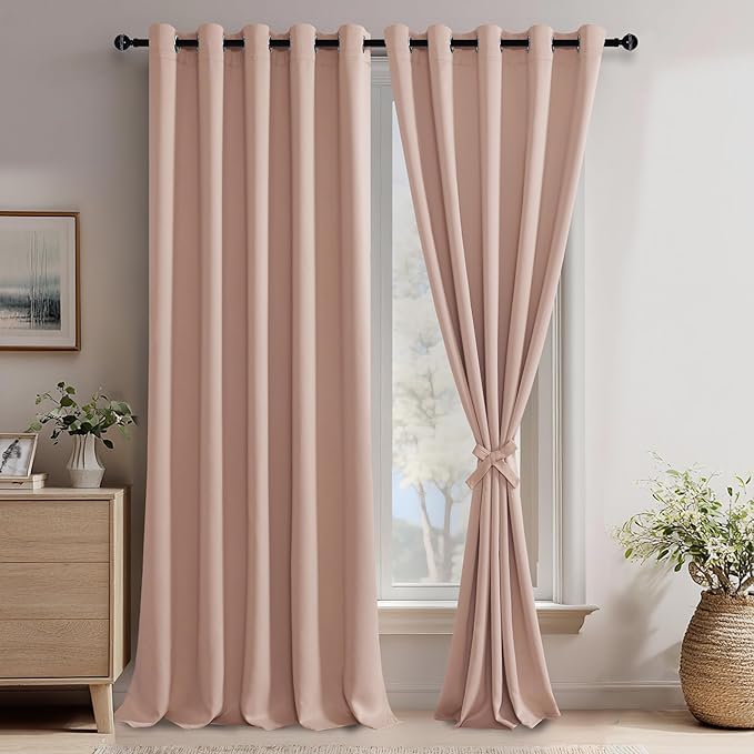 JIUZHEN Blackout Curtains with Tiebacks by JIUZHEN