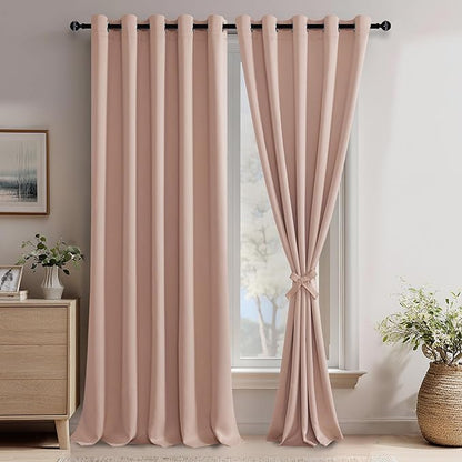 JIUZHEN Blackout Curtains with Tiebacks by JIUZHEN