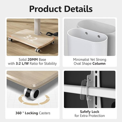 FITUEYES Rolling TV Stand with Power Outlets, Swivel Portable TV Stand - Image 5