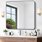 Bathroom Mirror, 42x42 inch Black Square Wall Mirror, Rounded Corner Aluminum by WelcometoCIVENO