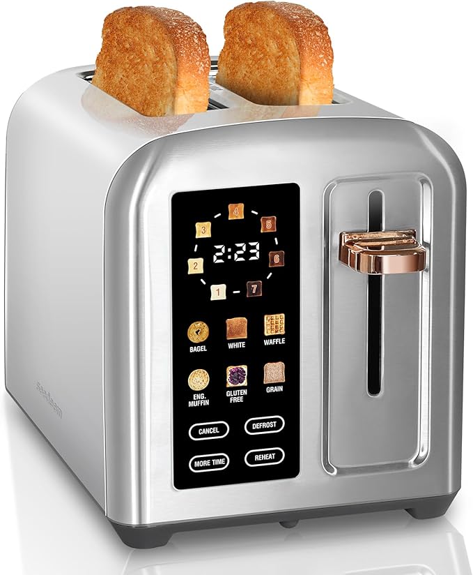 SEEDEEM Toaster 2 Slice, Full Touch Control Stainless Toaster, LCD Display by SEEDEEM