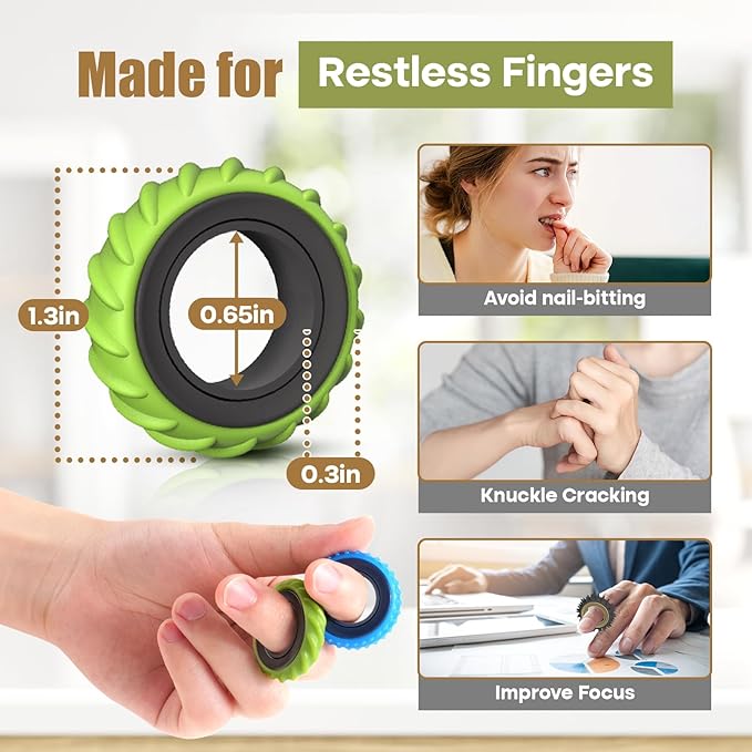 Fidget Toys Adults Sensory Rings: 12 Pack Texture Spinner Rings - Image 4