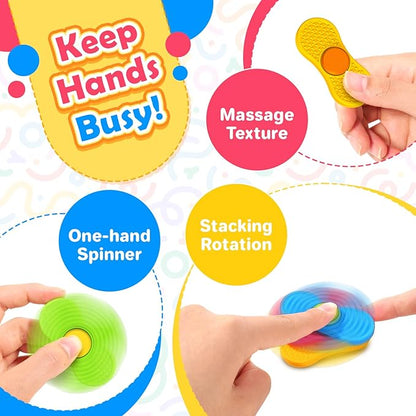 Sensory Fidget Spinnes for Kids Adults：Textured Finger Fidgets 4 Pack, Quiet - Image 6