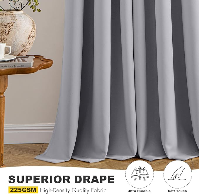 MIULEE Light Grey Blackout Curtains - Image 5