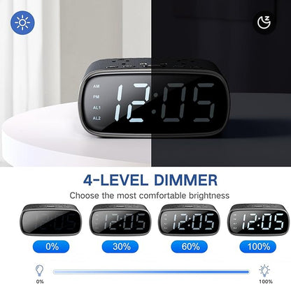 XBA Digital Alarm Clock with 20W USB C Ports, Dual Alarm Clock Power Strip with - Image 6