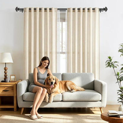 KAMANINA Double Curtain Rods for Windows 72-144 Inches Black Heavy Duty | 1 Inch Telescoping, 6-12 Feet Extra Long, Dual Curtain Rod for Living Room, Sliding Glass Door, Square End