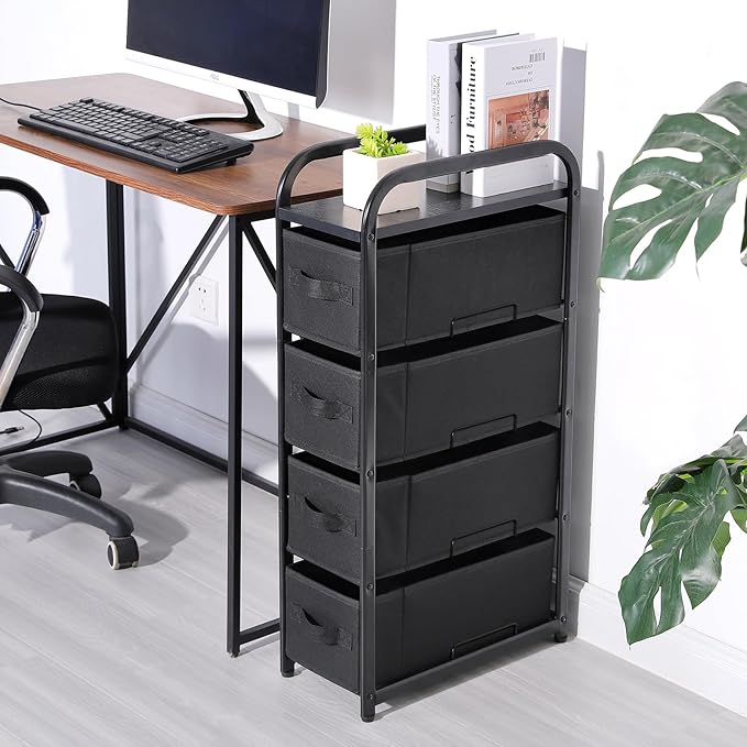 MAX Houser 4 Drawer Narrow Dresser Fabric Storage Tower Vertical Slim Storage - Image 5