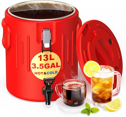 Insulated Beverage Dispenser 3.5 Gallon- Ice and Hot Drink Dispenser by Staiihom