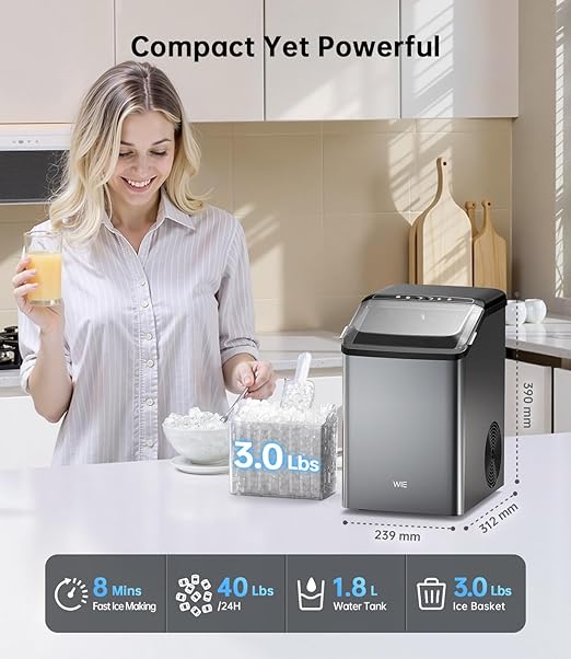 Ice Maker Nugget Countertop 40LBS Pebble Ice Machine, Quick Ice Making - Image 5