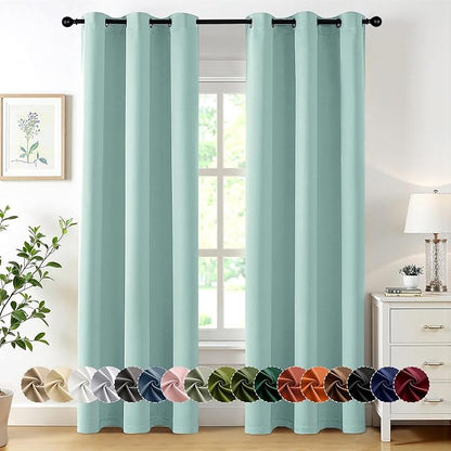 MIULEE Aqua Blackout Curtains for Bedroom Living Room 84 Inches Long 2 Panels by MIULEE
