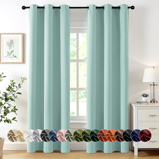 MIULEE Aqua Blackout Curtains for Bedroom Living Room 72 Inches Long 2 Panels by MIULEE