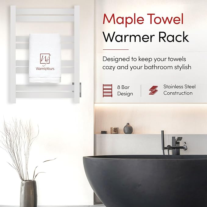WarmlyYours Heated Towel Warmer Rack, Integrated On/Off Switch - Image 5