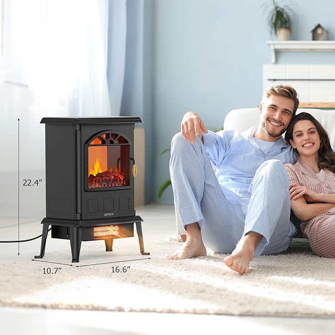 ROVSUN 22.4" H Electric Fireplace Stove, 1000W/1500W Freestanding Electric - Image 6