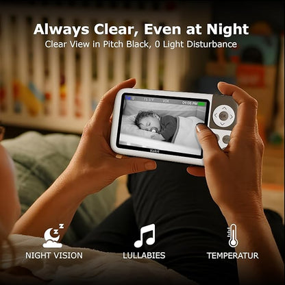 5'' Video Baby Monitor with Camera and Audio, 36-Hrs Battery Life, HD Camera - Image 6