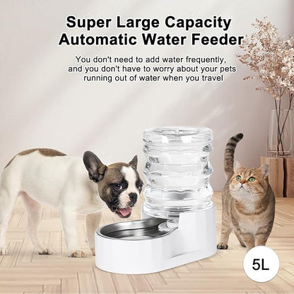 RIZZARI Dog Water Bowl Dispenser: 5L Large Stainless Steel Gravity Feeder - Image 3