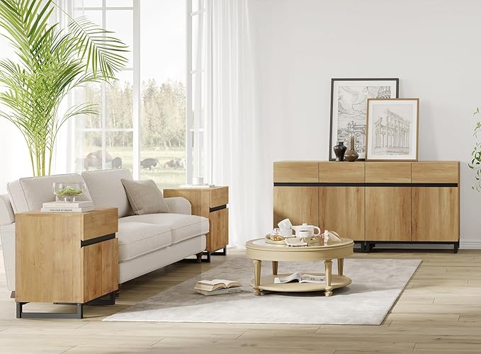 WAMPAT Modern TV Stand for TVs up to 70 inch, 2 in 1 Entertainment Center TV - Image 5