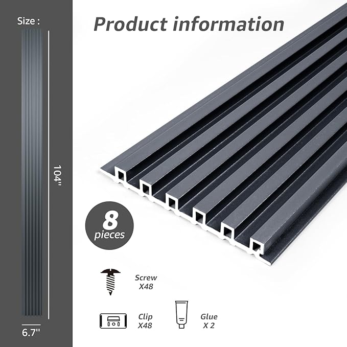 Art3dwallpanels Slat Wall Paneling, 8 Pack Fluted Textured Panel Wall Slats - Image 3