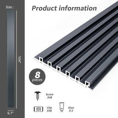 Art3dwallpanels Slat Wall Paneling, 8 Pack Fluted Textured Panel Wall Slats - Image 3