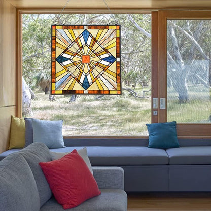 Mission Style Stained Glass Window Hangings Panels 20" W x 20" H Excellent Handicrafts Suncatcher Parents Gifts for Home Decor
