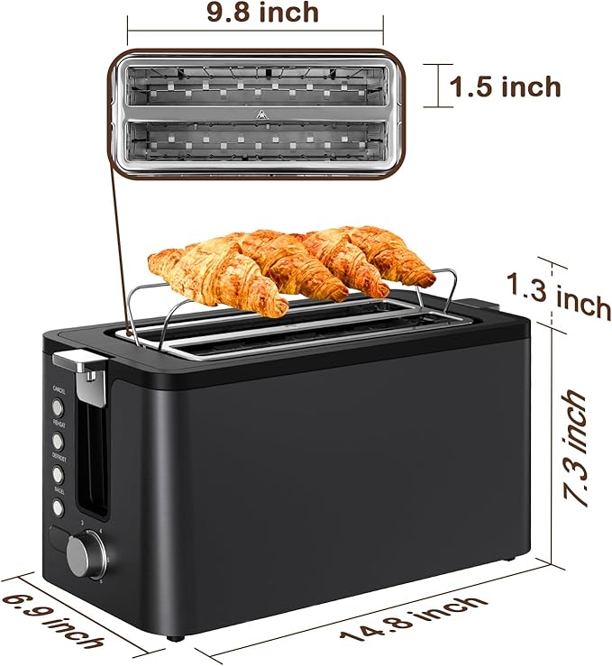 Mecity 4 Slice Toaster, Long Slot Toaster - Image 8