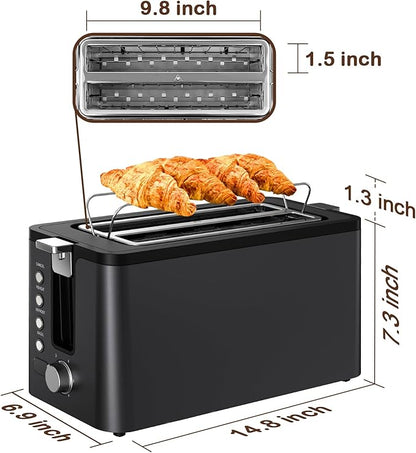 Mecity 4 Slice Toaster, Long Slot Toaster - Image 8
