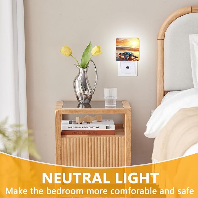 GANTINIR Sea Turtle Beach Sunrise Night Light, Plug-into Nightlight White LED - Image 3