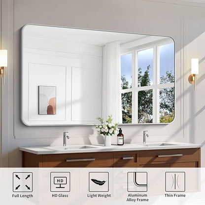 FORBATH 60x36 Inch Silver Bathroom Mirror - Image 7