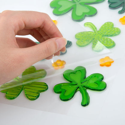 6 Pcs St Patricks Day Window clings–Reusable Window Cling for Glass Windows | Reusable window stickers for window clings with Shamrock Irish Rainbow Gnome Gel Window Clings for St Patrick Day Decorations