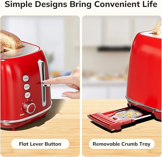 2 Slice Stainless Steel Toaster Retro - Image 5
