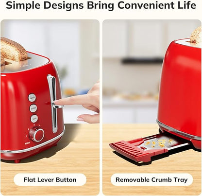 2 Slice Stainless Steel Toaster Retro - Image 5