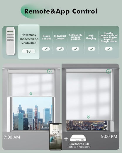 Yoolax Motorized Blinds with Remote, Light Filtering Remote Shades - Image 3