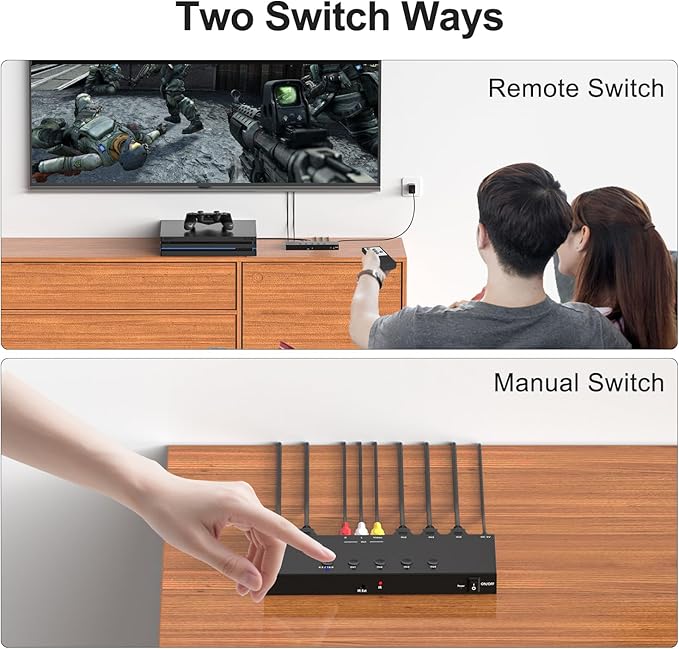 4 in 2 Out RCA/HDMI Switcher，3 Way HDMI 2.0 + 1 RCA Converter，4:3/16:9 & 2 - Image 5