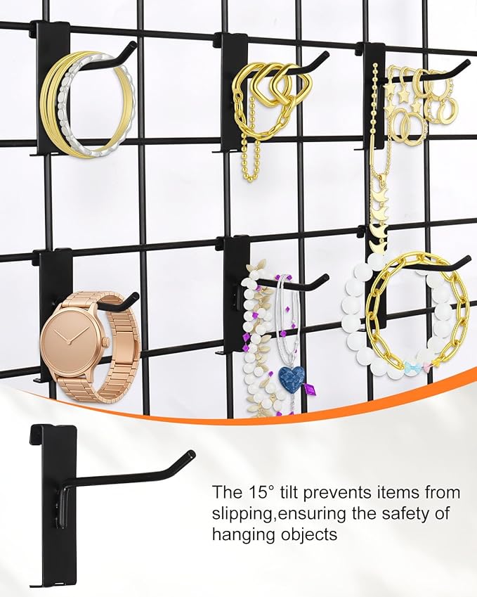 Alffun 50 Pack Grid Wall Hooks, 4 Inch Heavy Duty Wire Grid Display Hooks - Image 2
