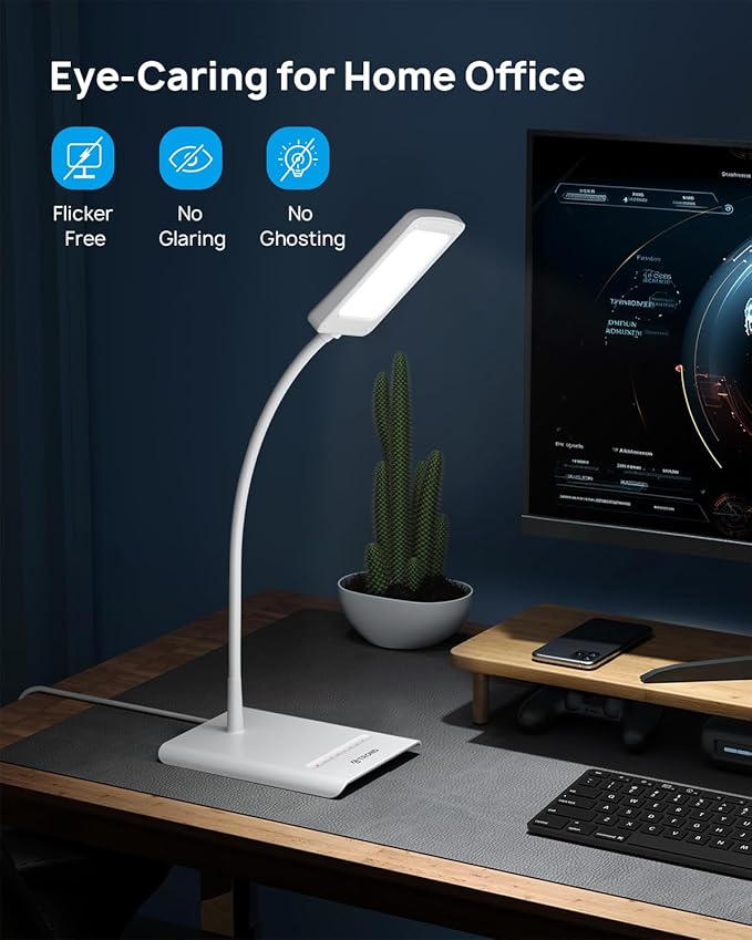 TROND Desk Lamp, Bright Dimmable Eye-Caring Table Lamp, 3 Color Modes 7 - Image 2