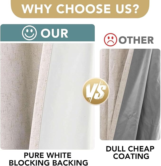 H.VERSAILTEX Linen Curtains 100% Blackout Curtains - Image 3