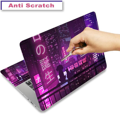 Laptop Skin Sticker Decal, Waterproof Removable, Neon Purple Sign City - Image 3