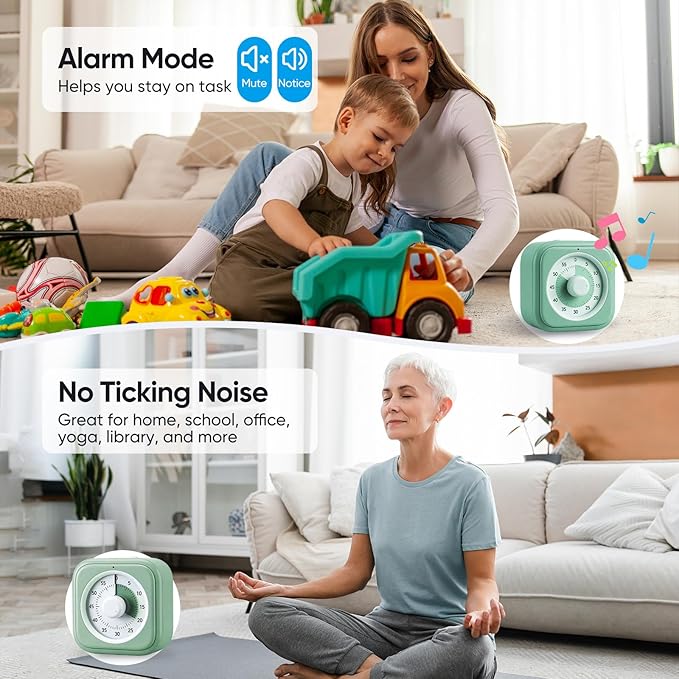 60 Minute Visual Timer for Kids, Silent Countdown Clock, Time Management Tool - Image 6