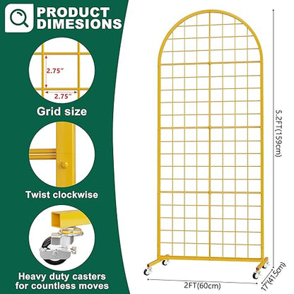 Asee'm Grid Wall Panels Display Stand 2' x 5.2' FT Gold Movable Wire Grid Wall - Image 2