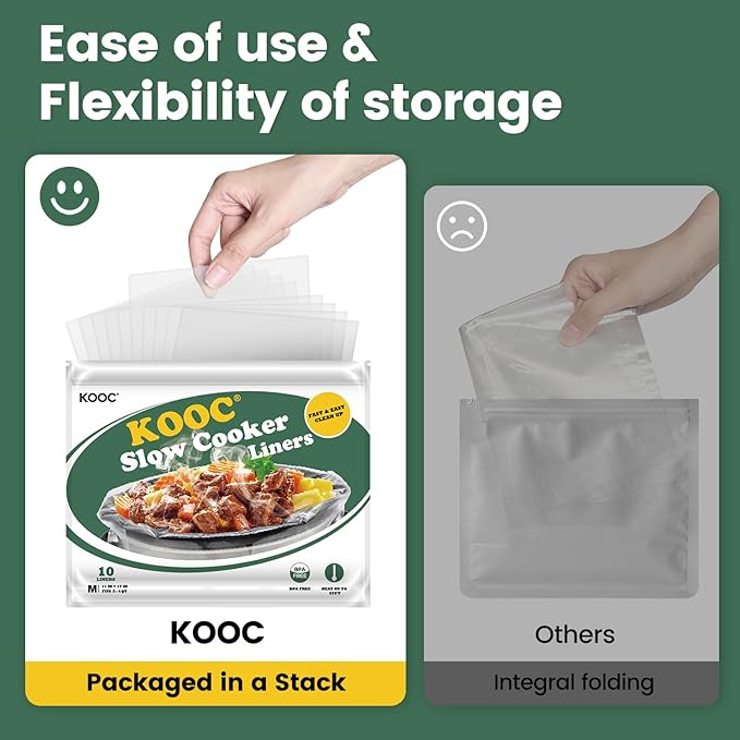 KOOC Slow Cooker Liners 11"x17" 20 count Middle Size Disposable Plastic Bags - Image 8