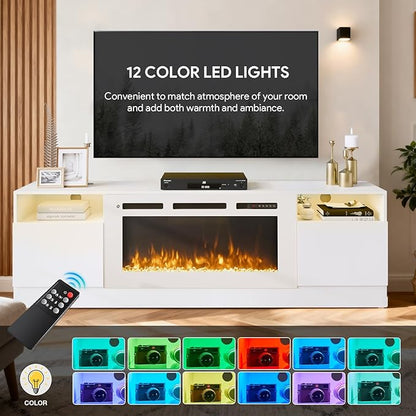 YISUFO 70" TV Stand with 36" Electric Fireplace, Large Modern Media - Image 3