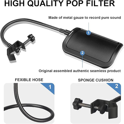 Aokeo Metal Pop Filter, Metal Mesh Layer Microphone Windscreen - Image 3