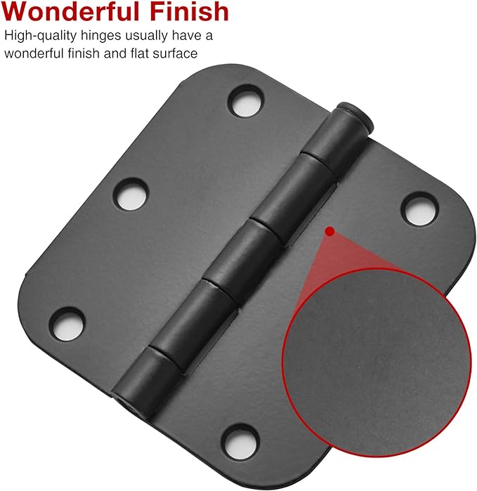 18 Pack Matte Black Door Hinges 3.5 x 3.5 Inch Interior 3 1/2 Inch Door Hinges - Image 3