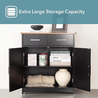 Buffet Cabinet with Storage, Coffee Bar Cabinet 26 x 30 Inches, Oak Top - Image 6