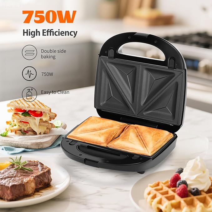 Aigostar Sandwich Maker Panini Press Grill, 3 in 1 Waffle Maker - Image 3