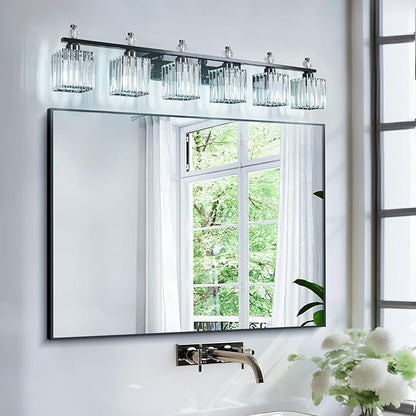 FDPBY Vanity Lights 6-Light Modern Crystal Vanity Light Plating Black Bathroom - Image 7