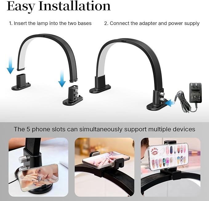 Half Moon Light for Nail Desk, Portable Nail Light for Desk - Image 5