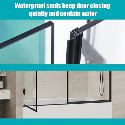 Pivot Swing Bathtub Door, Adjustable Width 60" W x 59" H Semi-Frameless Shower - Image 4