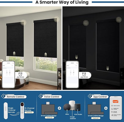 No Drill Motorized Blinds with Remote, Cordless Smart Electric Roller Shades - Image 4