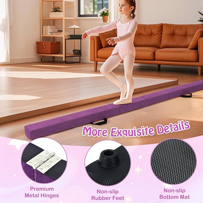 Giantex 7FT/8FT/9FT Balance Beam, Folding Gymnastics Beam w/Carry Handles - Image 5