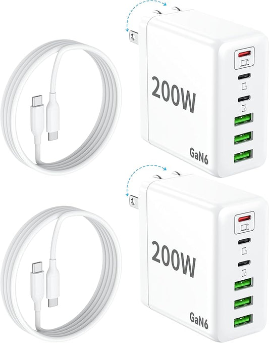 2 Pack USB C Charger Block, 200W GaN Super Fast Charger Type C iPhone 17 16 by Unknown